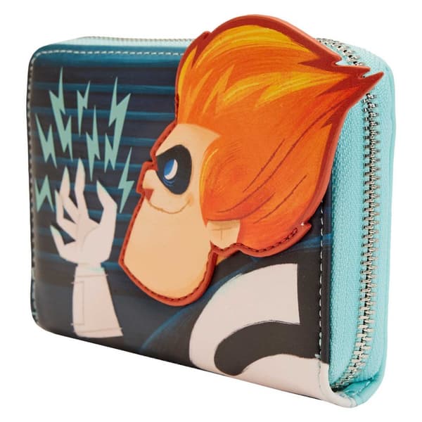 Loungefly Disney Purse Pixar Moments Incredibles Syndrome Blue Zip Around One Size