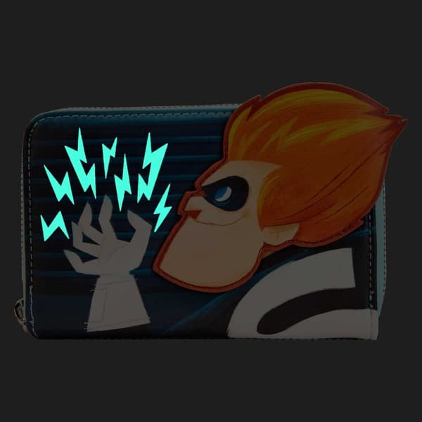 Loungefly Disney Purse Pixar Moments Incredibles Syndrome Blue Zip Around One Size