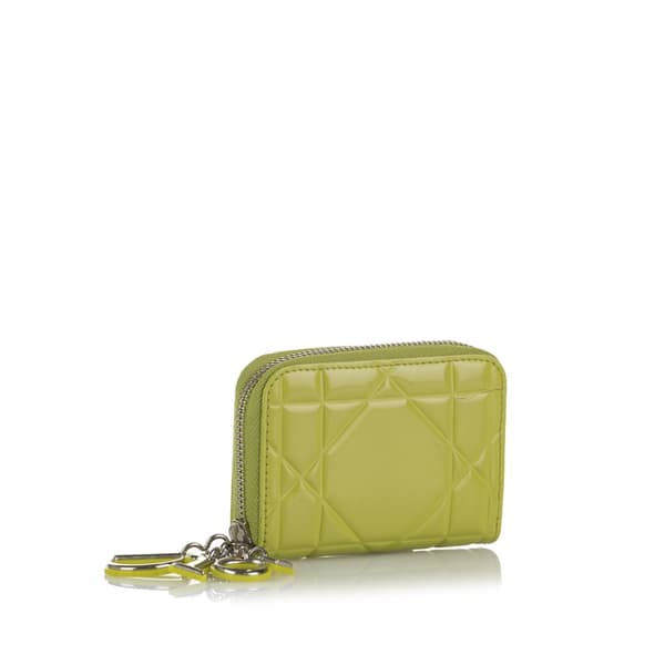 Pre-owned Dior Lady Dior Coin Purse Yellow