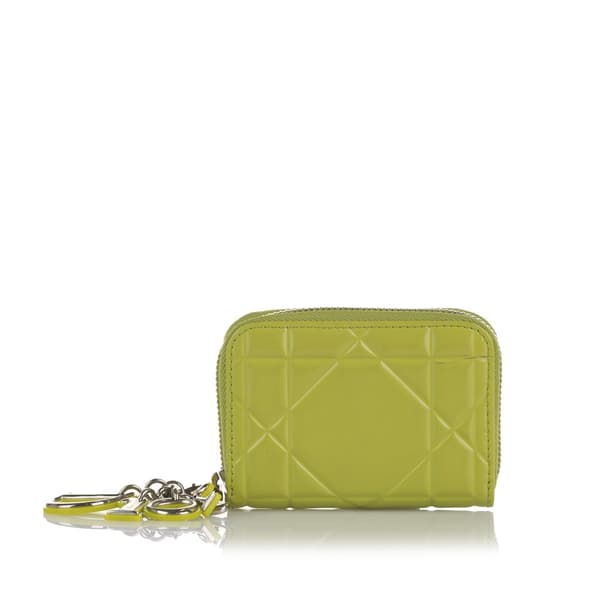 Pre-owned Dior Lady Dior Coin Purse Yellow