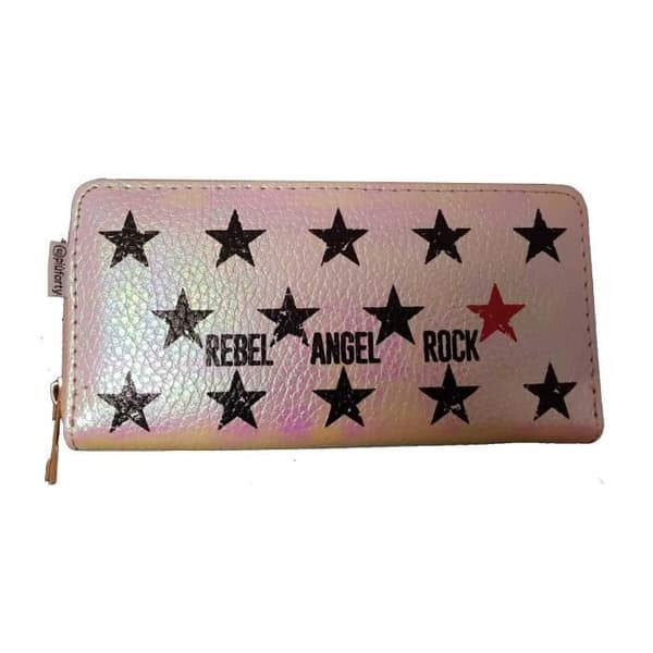 Plånbok - REBEL - Iriserande - 19,5x9,5x2,5 cm - Mjuk - Zipplåst