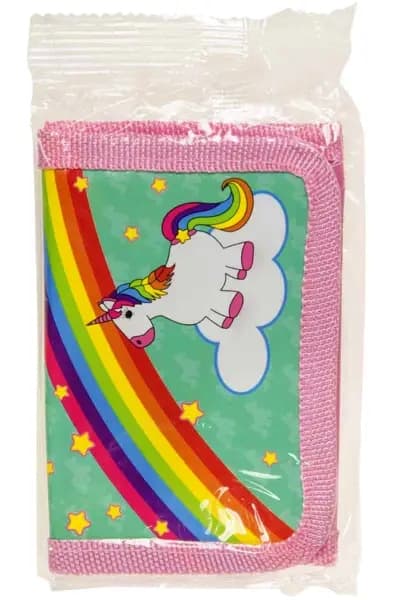 Ljus Rosa Plånbok till Barn / Barnplånbok med Unicorn & Regnbåge