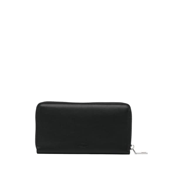 Pre-owned Valentino Studded Zip Around Wallet Black