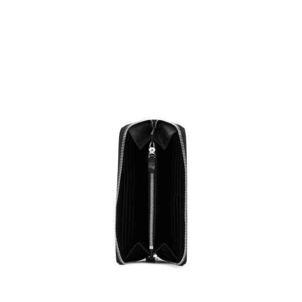 Pre-owned Valentino Studded Zip Around Wallet Black