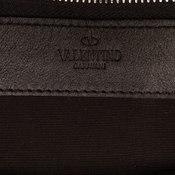 Pre-owned Valentino Studded Zip Around Wallet Black