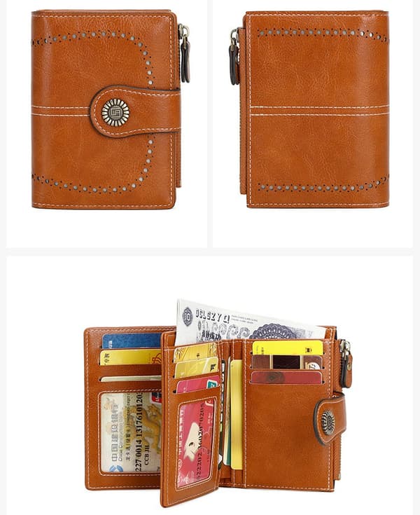 PU Retro Tri-Fold kort RFID-blockerande korthållare