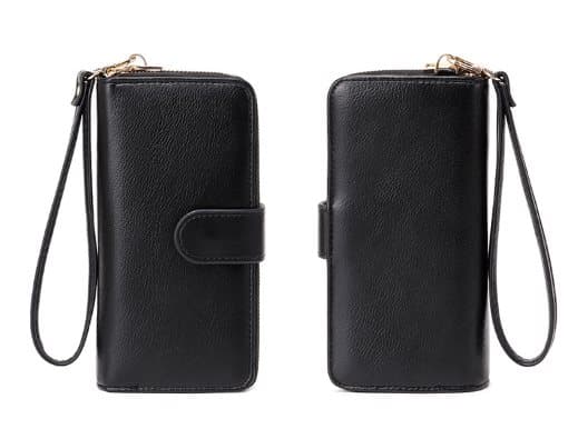PU Stor kapacitet Multi-Card Slot Dragkedja RFID-blockerande korthållare plånbok