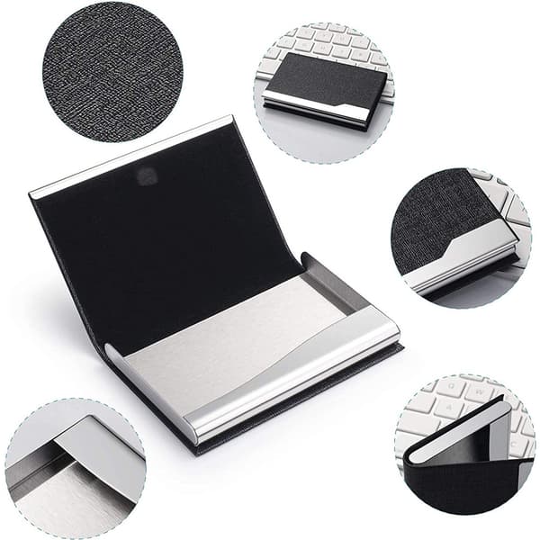 INF PU Magnetic Slim Business-navnekortholder Sort
