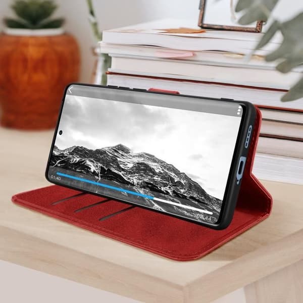 Vivo X80 Pro Plånboksfodral AVIZAR - Röd - Videosupportfunktion