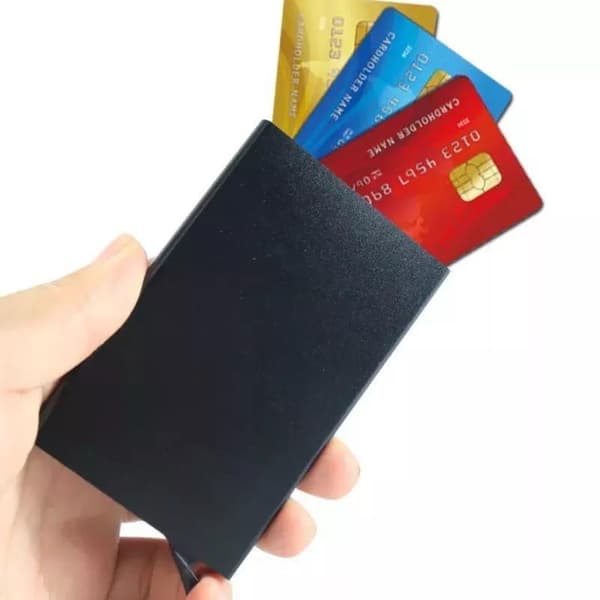 Luxury gold credit card holder - durable card wallet with anti skim
