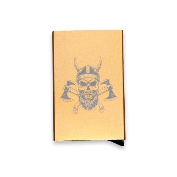 Cool guld kreditkortholder viking skull - holdbar kort pung med anti skim