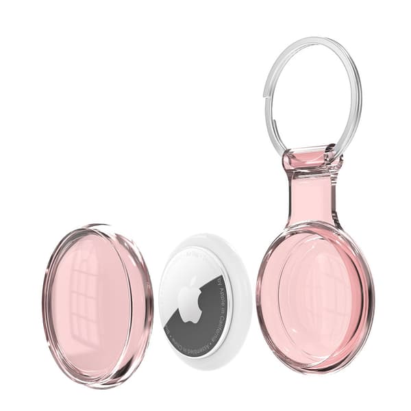 Vandtæt Airtag Holder med Nøglering - Klar/Pink