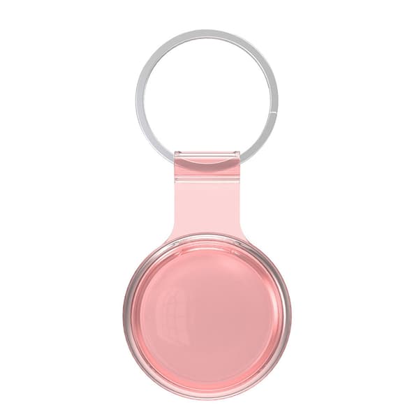 Vandtæt Airtag Holder med Nøglering - Klar/Pink