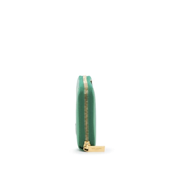Pre-owned Saint Laurent Y Line Long Wallet Green