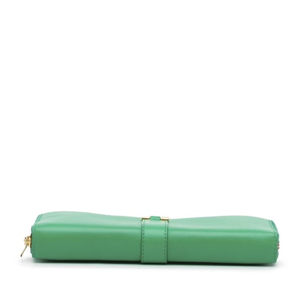 Pre-owned Saint Laurent Y Line Long Wallet Green