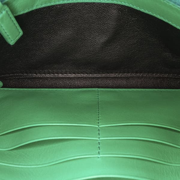 Pre-owned Saint Laurent Y Line Long Wallet Green