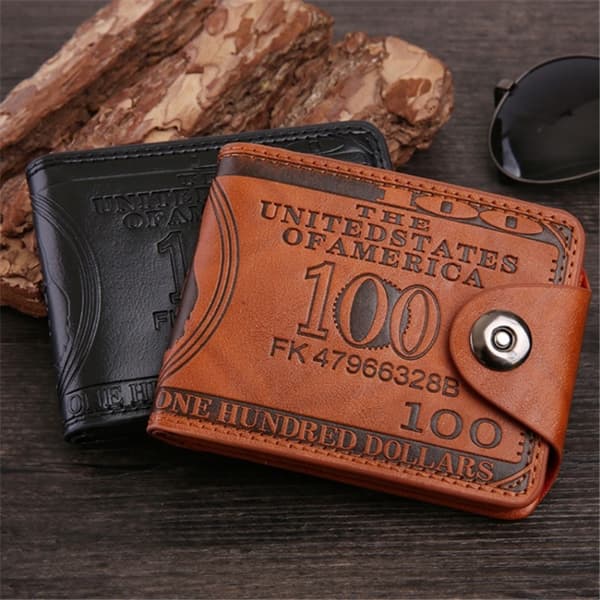 Plånbok Börs 100 dollar sedel Pengar Bifold korthållare - Svart