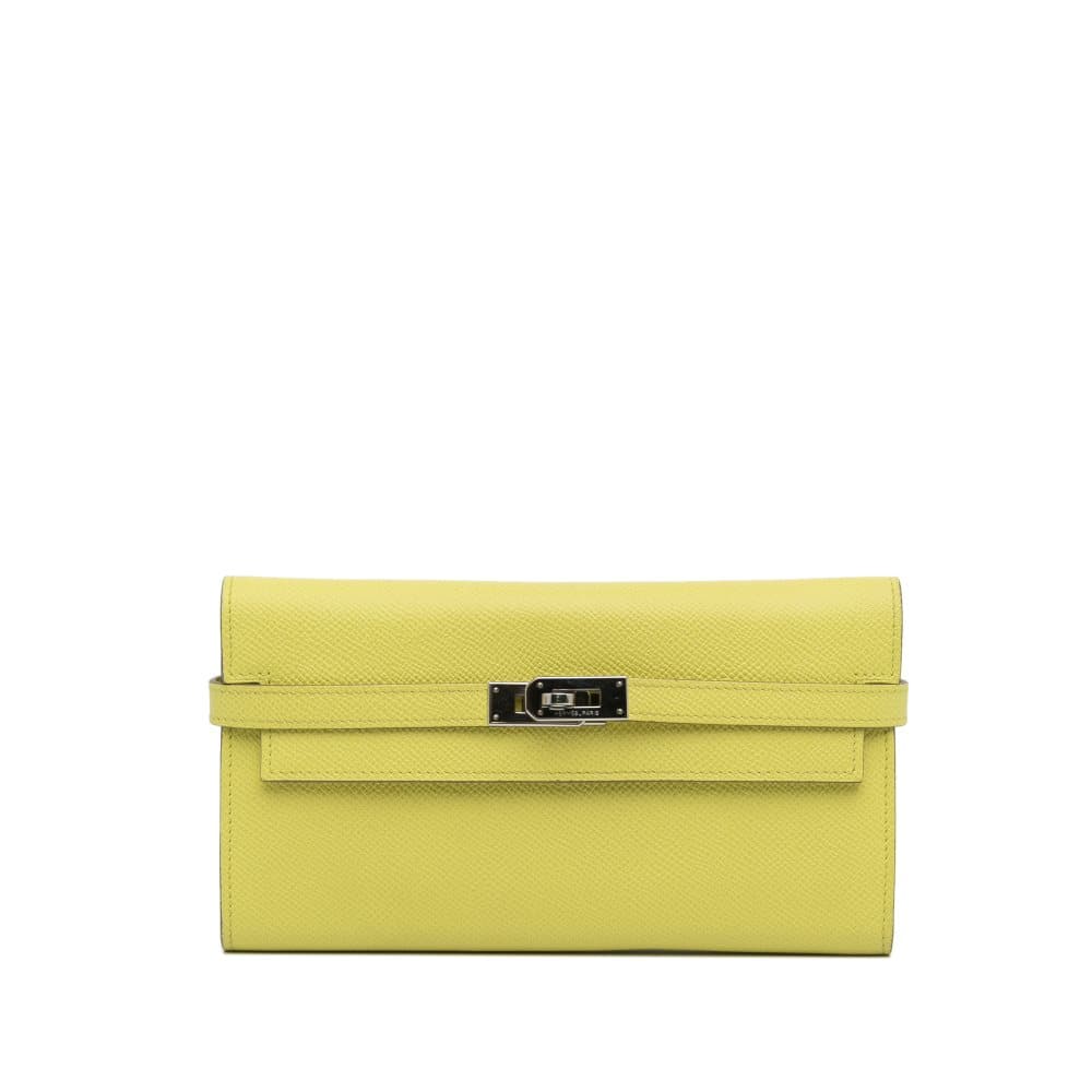Preowned Hermes Epsom Kelly Classic Wallet Yellow CDON
