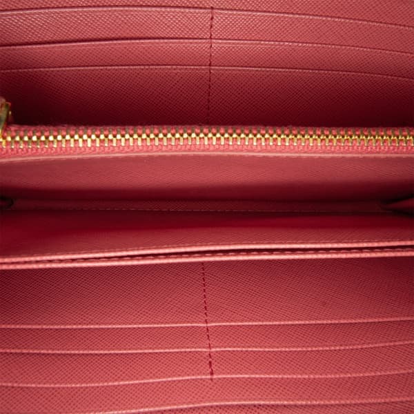 Pre-owned Prada Saffiano Zip Around Long Wallet Pink