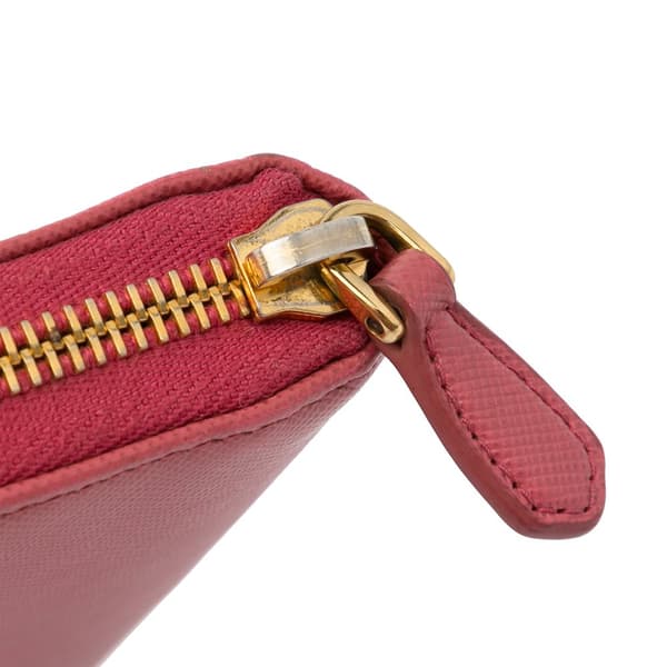 Pre-owned Prada Saffiano Zip Around Long Wallet Pink