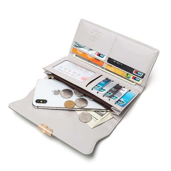 INF Dame lang pung, pung, kortholder clutch Grå