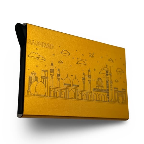 Bagdad Iraq skyline guld kreditkortholder - holdbar kortpung med anti skim
