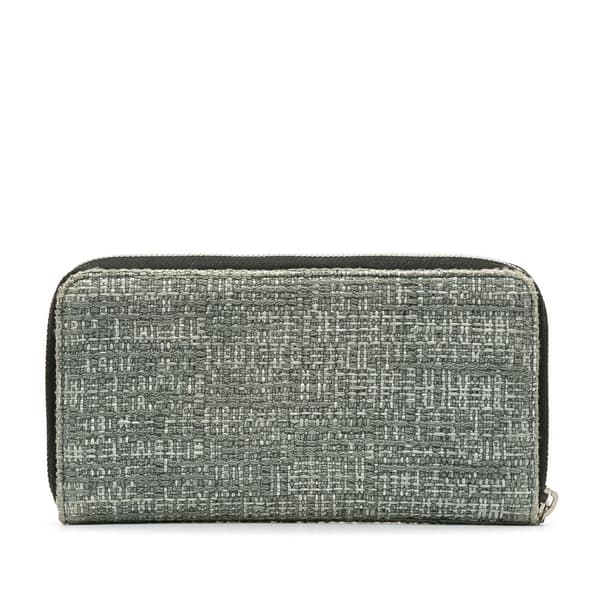 Pre-owned Chanel Tweed Deauville Continental Wallet Gray