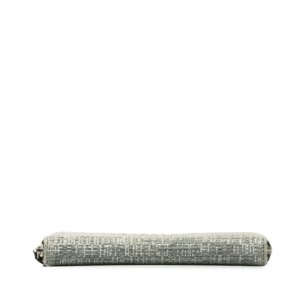 Pre-owned Chanel Tweed Deauville Continental Wallet Gray