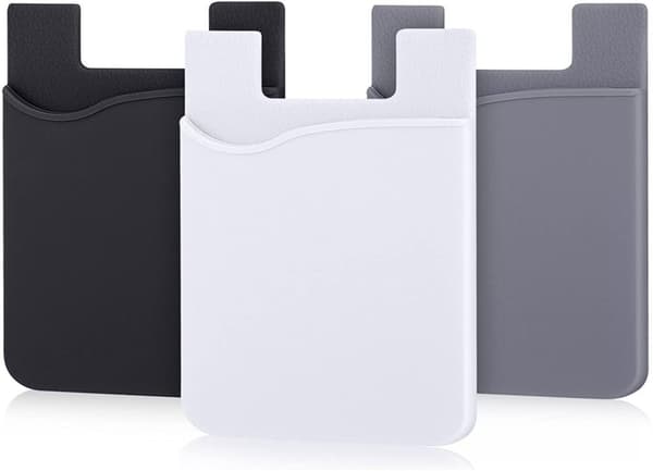 3x Silikone kortholder / pung universal Sort