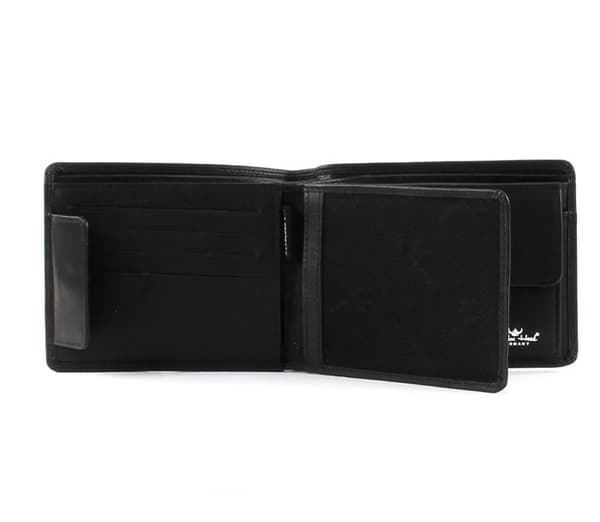 Guldhuvud herrväska i svart läder - Pol o RFID Protect Billfold Coin Wallet 44019