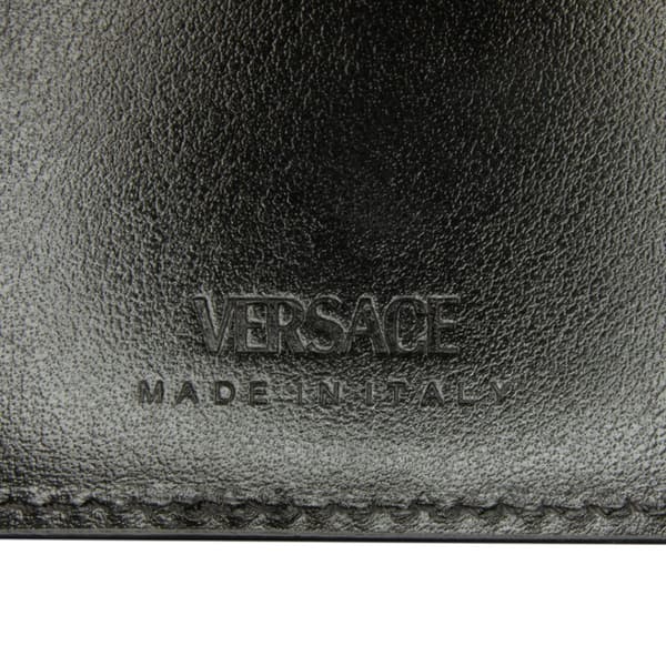 Pre-owned Versace La Greca Small Wallet Black