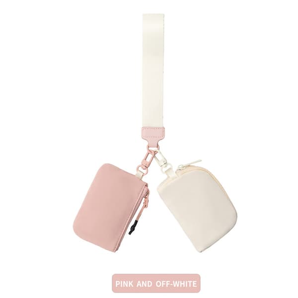 INF Ny bærbar håndleddsmyntveske Off white+rosa
