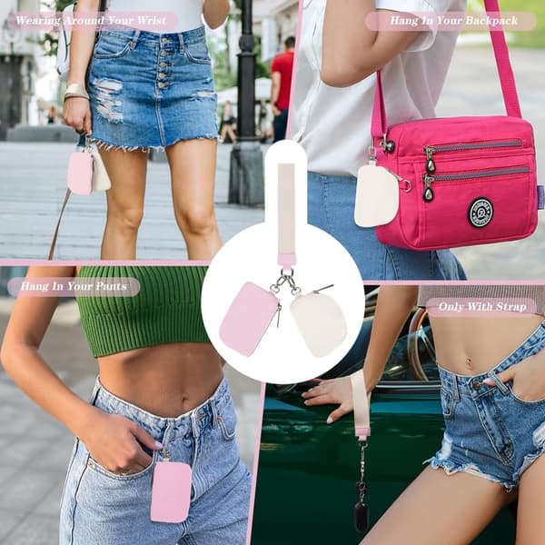 INF Ny bærbar håndleddsmyntveske Off white+rosa