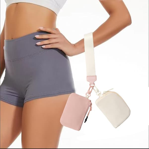 INF Ny bærbar håndleddsmyntveske Off white+rosa