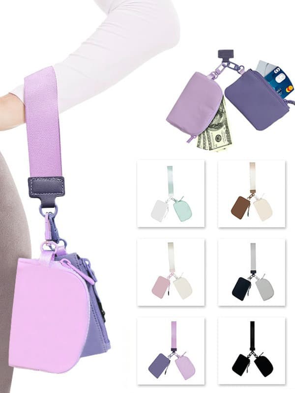 INF Ny bærbar håndleddsmyntveske Off white+rosa