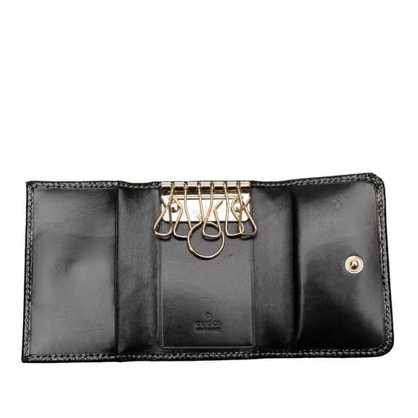 Pre-owned Gucci Britt Leather Key Holder Black