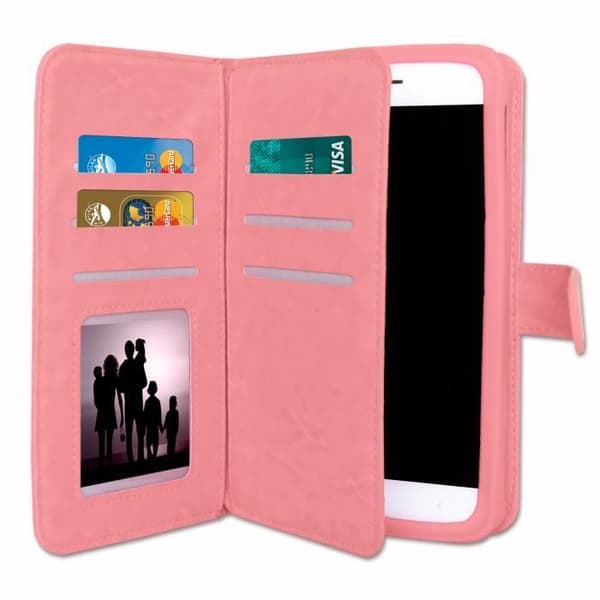 PH26® Folio fodral för HTC One X9 plånboksformat i rosa eko-läder med dubbel invändig flik, korthållare, stängning
