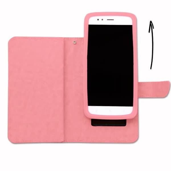 PH26® Folio fodral för HTC One X9 plånboksformat i rosa eko-läder med dubbel invändig flik, korthållare, stängning