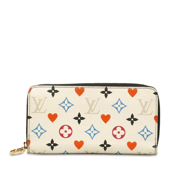 Pre-owned Louis Vuitton Monogram Game On Zippy Wallet White