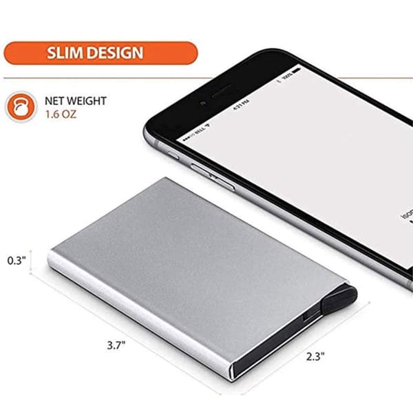 2x Sølv kortholder skyver front 5-kort - RFID sikkert