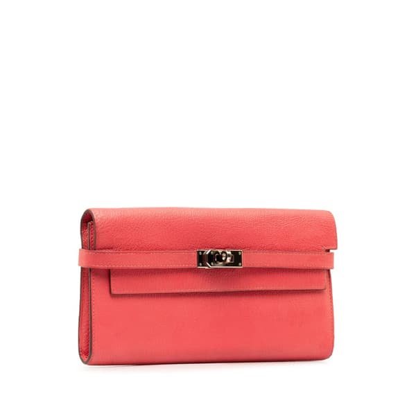 Pre-owned Hermès Chevre Classic Kelly Wallet Pink