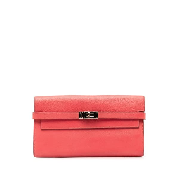 Pre-owned Hermès Chevre Classic Kelly Wallet Pink