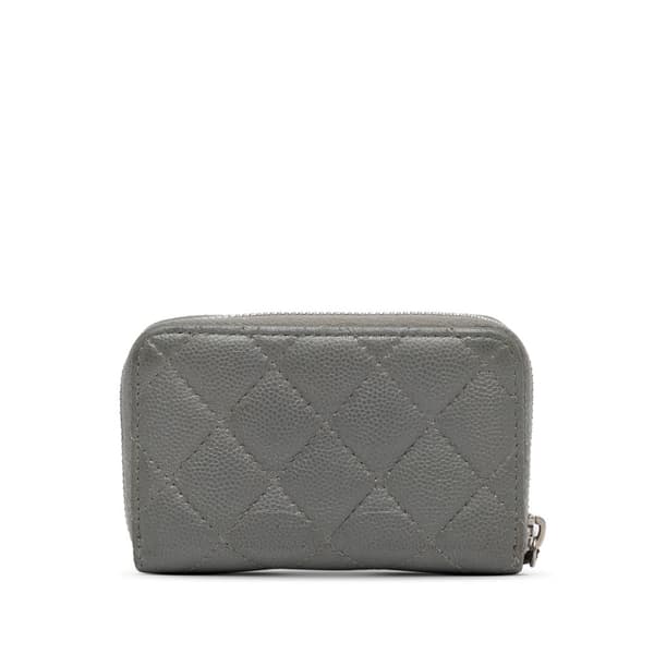 Pre-owned Chanel CC Caviar Zip Coin Pouch Gray