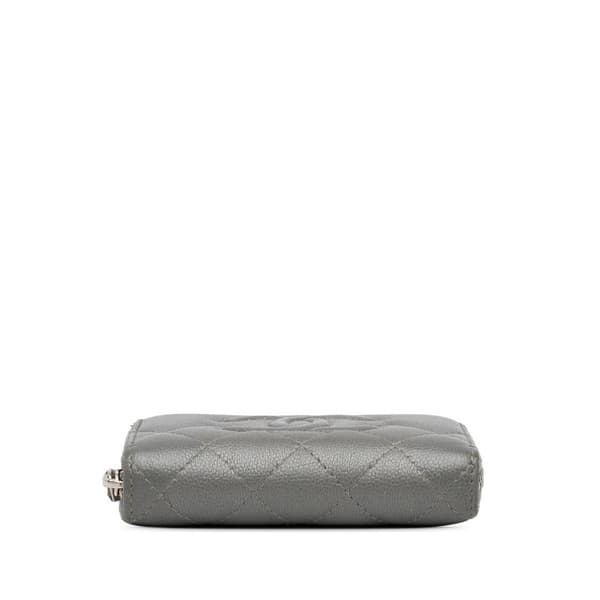 Pre-owned Chanel CC Caviar Zip Coin Pouch Gray