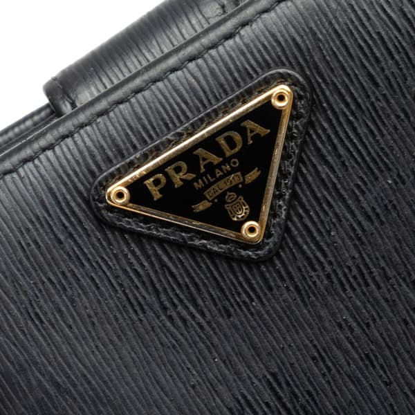 Pre-owned Prada Vitello Move Small Wallet Black