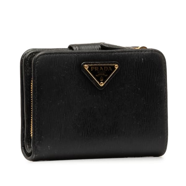 Pre-owned Prada Vitello Move Small Wallet Black