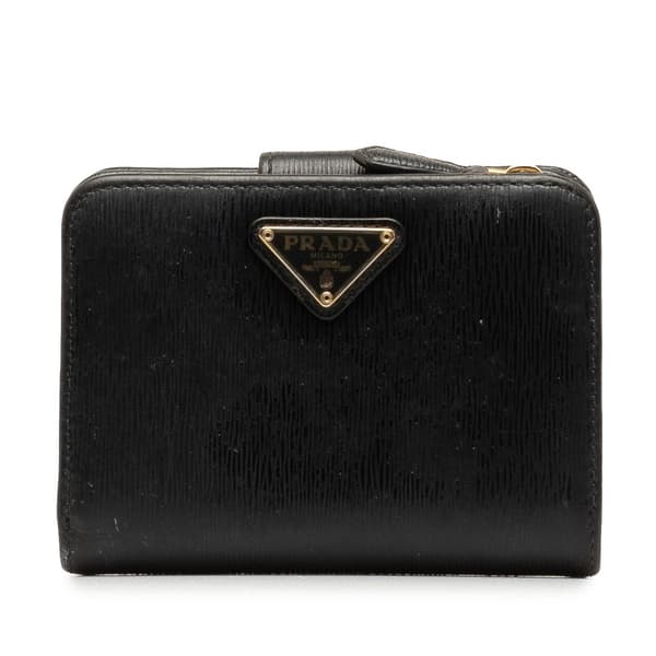 Pre-owned Prada Vitello Move Small Wallet Black