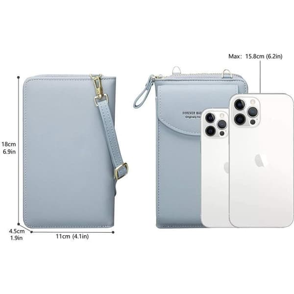 Crossbody-väska i PU-läder Myntväska Mobiltelefon Minificka Korthållare Axelplånboksväska för present (blå)