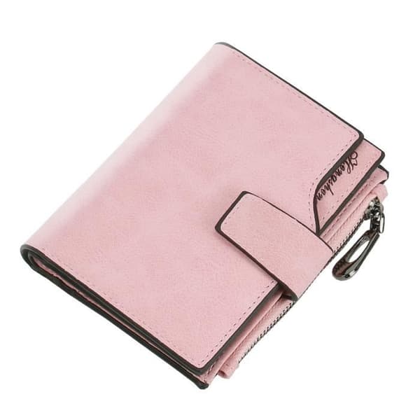 Kort plånbok för kvinnor med myntfickor Liten korthållare (rosa)