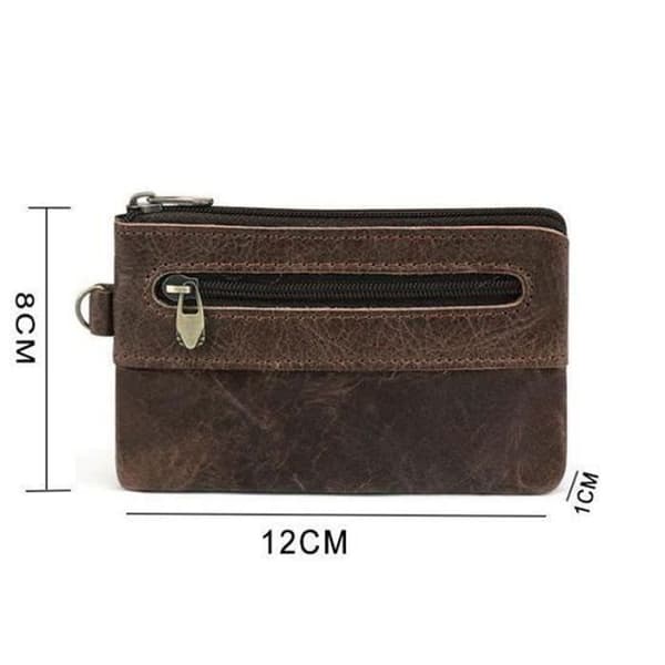 Retro zippered läderplånbok för män - YIKXIULF - Svart - Läder - 2 zip-påsar - 1 nyckelring